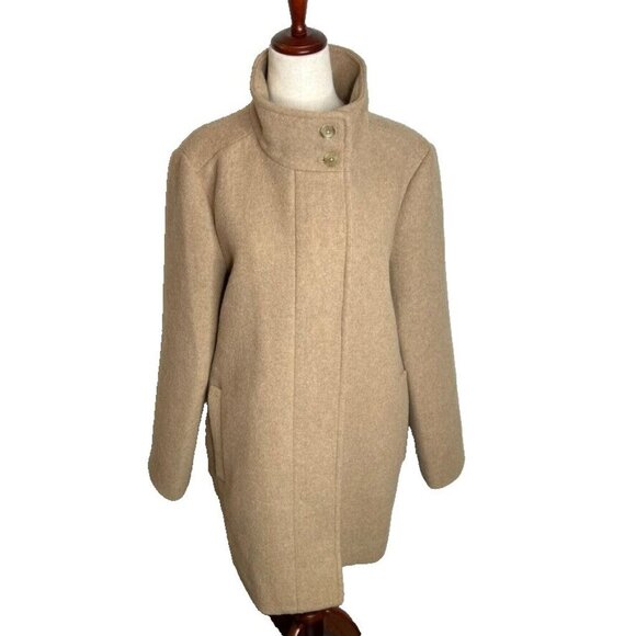 J.Crew Womens $298 Button Neck City Coat Hthr Mushroom Size 16 BU261 - Picture 2 of 10